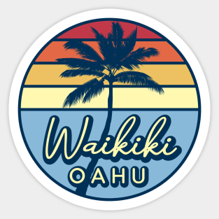 Waikiki Oahu Hawaii Retro Sunset Sticker